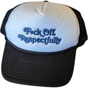 Field Grade F Off Respectfully White Black Foam Trucker Hat Snapback